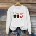 thumbnail image 4 of GUZOM Womens White Christmas Sweatshirt - Oversized Crew Neck, Wine Glass Graphic Long Sleeve, Easy-Care 100% Polyester for Holiday Gatherings & Casual Wear,Size XL, 4 of 4