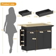 thumbnail image 2 of Rolling Kitchen Island Cart with Trash Can Storage ,Kitchen Island with Drop Leaf & Power Outlet , Kitchen Rolling Island with Spice Rack & Towel Rack, Holder, Knife Mobile Island Table for Kitchen, 2 of 6