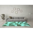 thumbnail image 3 of Ahgly Company Indoor Round Abstract Turquoise Blue Modern Area Rugs, 3' Round, 3 of 4