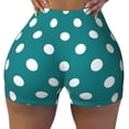 thumbnail image 2 of Salouo White Polka Dots With Teal Background Print Women's Athletic Shorts,Booty Shorts Biker Shorts High Waisted Elastic Workout Shorts for Yoga Gym Running Sports-Small, 2 of 8