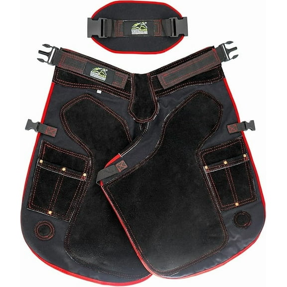 Equine Care Farrier Apron Chaps – 29" Length, 2mm Cowhide Leather & 500 GSM Canvas, Ergonomic Padding, Air-Mesh, Dual Magnets, Adjustable Waist (28"-52"), Ideal for Horseshoeing & Hoof Trimming.
