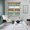 thumbnail image 4 of Farmhouse Teal Blue Brown Kitchen Curtains Sets for Windows 24 Inch Length, Vintage Wooden Striped Rod Pocket Window Treatments Tier Curtains and Valances Set for Bedroom/Bathroom, 4 of 8