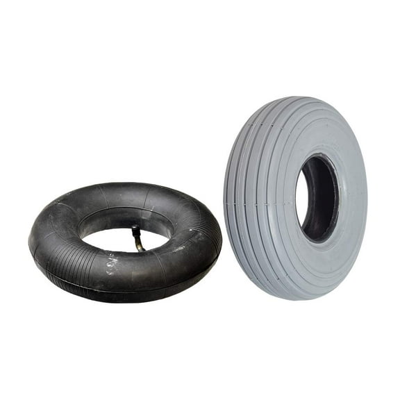 AlveyTech 3.00-4 (10"x3") Mobility Tire and Inner Tube Set with Ribbed Tread