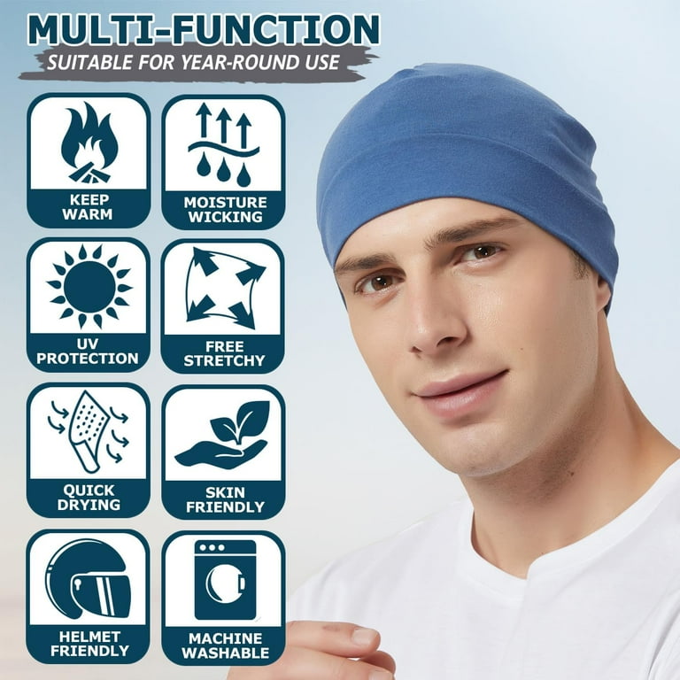 Cotton Skull Caps for Men Women,2-Pack Lightweight Beanie Sleep