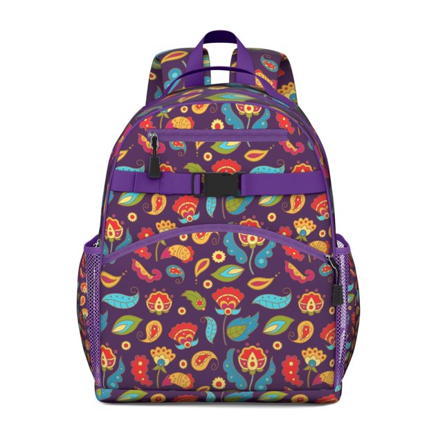 Bohemian Waterproof Backpack Spine-Protecting Ergonomic Design with Vintage Floral Print