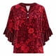 thumbnail image 5 of Tejiojio Women's Casual Printed Top Lace Trim V-Neck 3/4 Sleeves Button Down Fashionable Daily Wear, 5 of 6