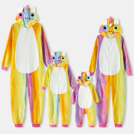 

PatPat Easter Family Matching Unicorn Design Hooded Long-sleeve Colorful Thickened Coral Fleece Onesies Pajamas