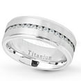 thumbnail image 3 of Titanium Mens Wedding Band - Comfort Fit Brushed Finish White IP Eternity CZ Center Titanium Anniversary Ring -#585WFs13, 3 of 6