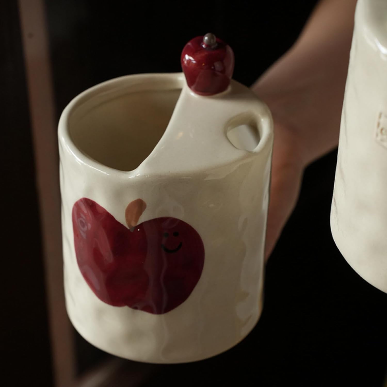 ABCISI Ceramic Coffee Mug, 10oz 3D Apple Espresso Cup for Kitchen Home Office, Novelty Porcelain Coffee Cup with Hand-Painted Apple for Water, Milk, Tea, Lovely Present and Home Decor, Red