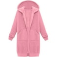 thumbnail image 7 of Lenpel Girls' Oversized Hoodies Casual Long Sleeve Zip up Hooded Tunic Sweatshirts Fleece Outwear Jackets with Pockets(Pink,13-14 Years), 7 of 7