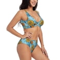 thumbnail image 2 of Wukai Sunflowers Women's Bikini Set Two Piece,wimsuit High Waisted V Neck Twist Front Adjustable Spaghetti Straps Bathing Suit-Small, 2 of 7