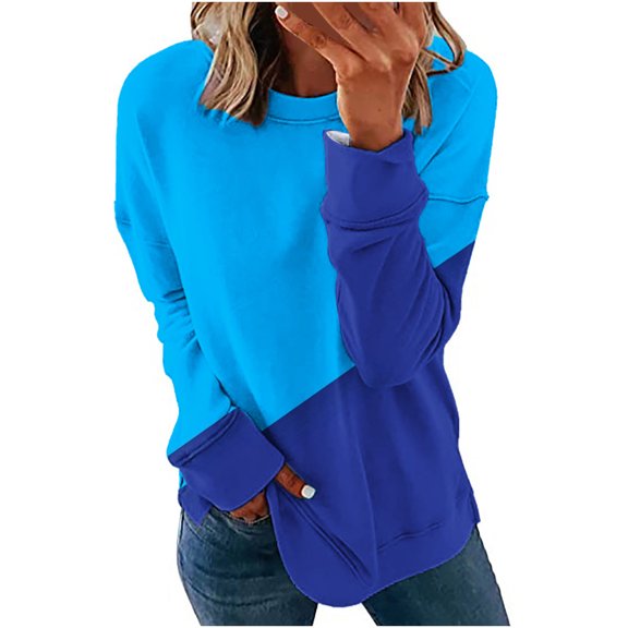 Winter Long Sleeve Casual Pullover for Women Round Neck Striped Printed Tops Fashion Loose Sweatshirt