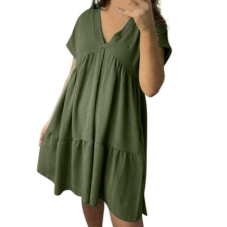 

ASEIDFNSA Dress for Women Casual Maternity Surplice Dress Women Summer Tunic Dress V Neck Casual Loose Flowy Swing Dresses