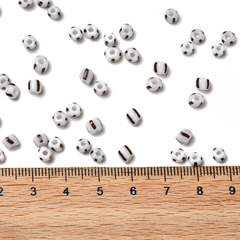 6/0 Opaque Colours Seep Glass Seed Beads Round Hole Round with Stripe Pattern Gray 3~4.5x3~4.5mm Hole: 1.2~1.5mm about 450g/bag