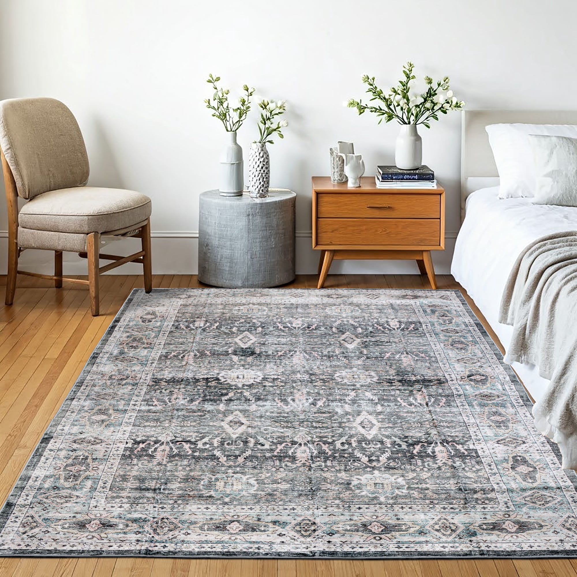 Delara 3'x5' Machine Washable Area Rug, Soft & Durable, Non-Slip, Stain Resistant, Twilight Ash, for Bedroom, Living & Dining Room