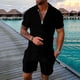 thumbnail image 1 of WILLBEST Traje Corto para Hombre, Dos Trajes para Hombre, Camisa y Pantalones Cortos de Color Liso con Cremallera En La Parte Superior., 1 of 4