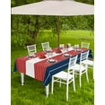 thumbnail image 4 of Hokiten Outdoor Tablecloths with Umbrella Hole & Zipper, Navy Blue Red Stripe Tablecloth Rectangle 60x84 Inch, Modern Art Horizontal Striped Waterproof Table Cloth, Patio/Pool/Picnic Table Covers, 4 of 7