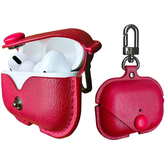 Charging Case Cover for Apple Airpods Pro , PU Leather Case Compatible with Apple Airpods Pro Charging Case - Red