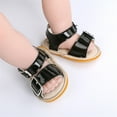 thumbnail image 2 of Aayomet Boys Girls Open Toe Solid Shoes First Walkers Shoes Summer Toddler Flat Sandals Baby Size 3 Sandals,Black 6, 2 of 5