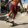 thumbnail image 5 of Heavyweight Thick Men's Sweat Shorts Baggy Sweatpants Mens Lounge SweatShorts Wine L, 5 of 8