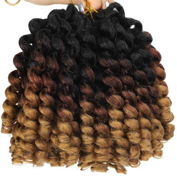 Jamaican Bounce crochet Hair Extensions 8 inch Ringlet Wand curl crochet Hair 3 Tone Blonde Brown Ombre curly crochet Braids 1B 30 27 crochet Braiding Hair 60 Roots