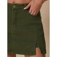 thumbnail image 5 of DARING DIVA Women's High Waisted A Line Stretchy Side Slit Mini Denim Skirt S Army Green, 5 of 7