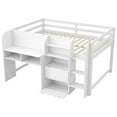 thumbnail image 6 of Lisonu Full Size Low Loft Bed with Desk and Storage, All-in-One Bed with Bookcase, Cabinets, and Whiteboard, White, 6 of 17