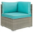 thumbnail image 1 of Modway Repose Rattan & Fabric Patio Corner Chair in Light Gray and Turquoise, 1 of 4