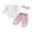Pink, variant on Baby Toddler Girls 3PCS Pants Clothing Sets 0 3 6 12 18 Months Long Sleeve O Neck Romper Bow Print Pants Headband Outfits