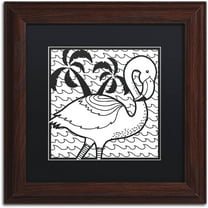 Trademark Fine Art "Flamingo" Canvas Art by Hello Angel, Black Matte, Wood Frame