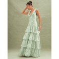 thumbnail image 5 of Mint Green Floral Textured Tiered Ruffle Maxi Dress For Wedding Event, 5 of 5
