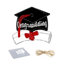 pdqouc 2024 Graduation Sign Wood Door Hanging Congratulations Doctor Hat Home Yard Porch Hanging Decoration Sign with Rope 2024 Grad Party Supplies Black