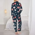 thumbnail image 3 of Pajamas for Women Sets, peach blossom1 Lounge Sets Long Sleeve Button Down Night Shirts Sleepwear Pjs, 3 of 6