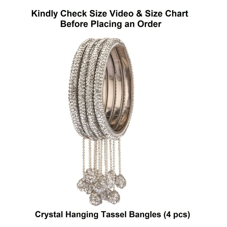 Silver Color White Stone Bangles. Set of 4 Bangles, - Etsy
