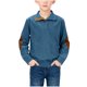 thumbnail image 1 of Camisa de manga larga con bloques de color para niños, talla mediana, informal y cómoda, blusa de poliéster para niños, 1 of 8