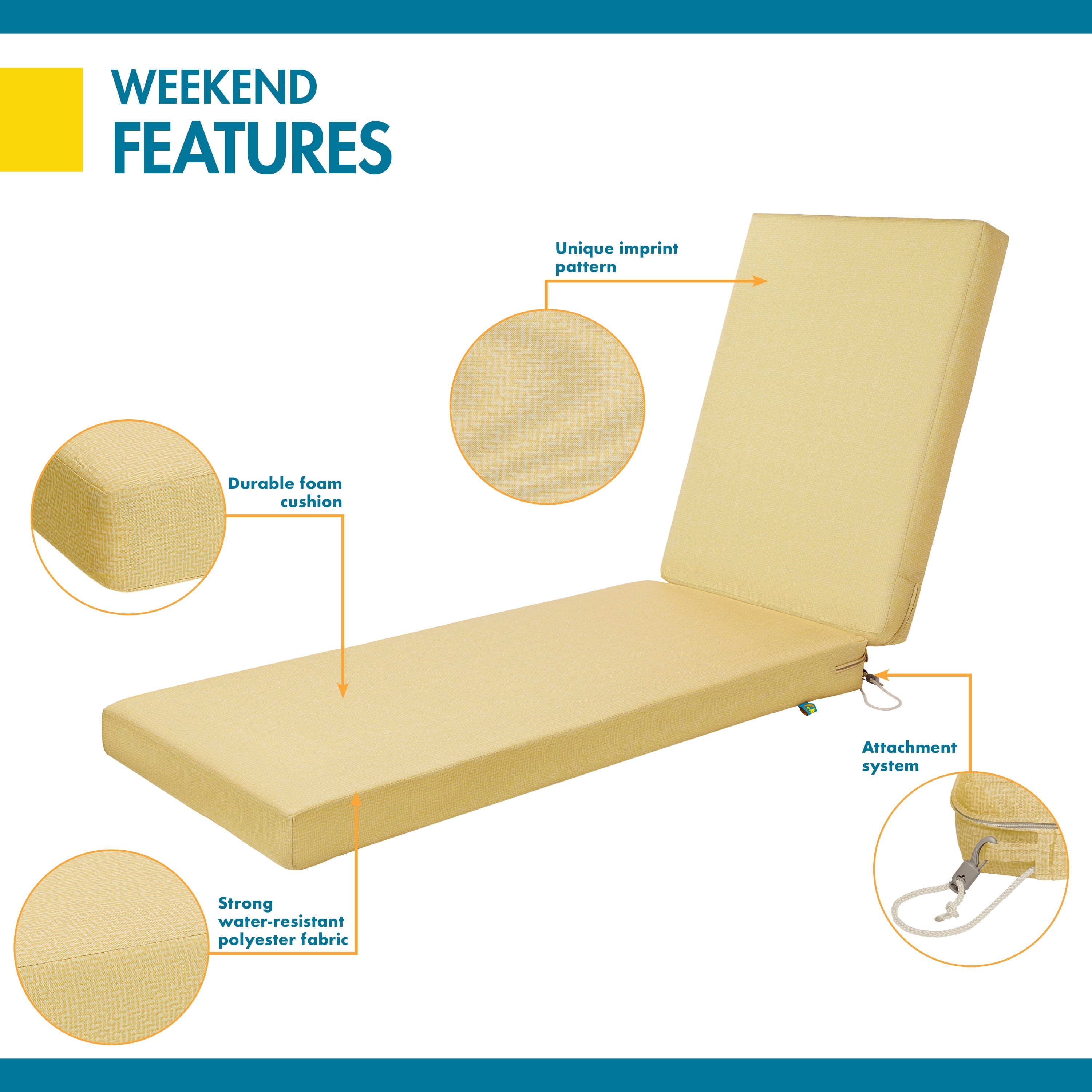 DUCKCOVERS® Weekend All-Weather Outdoor Chaise Cushion