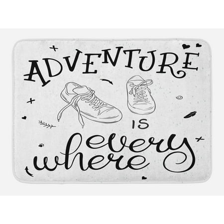 Bathroom With Walk In Closet Designs Adventure Bath Mat, Motivational Design Youth Theme with Pair of Sneakers Walking Hiking Wanderlust, Non-Slip Plush Mat Bathroom Kitchen Laundry Room Decor, 29.5 X 17.5 Inches, Black White, Ambesonne ()