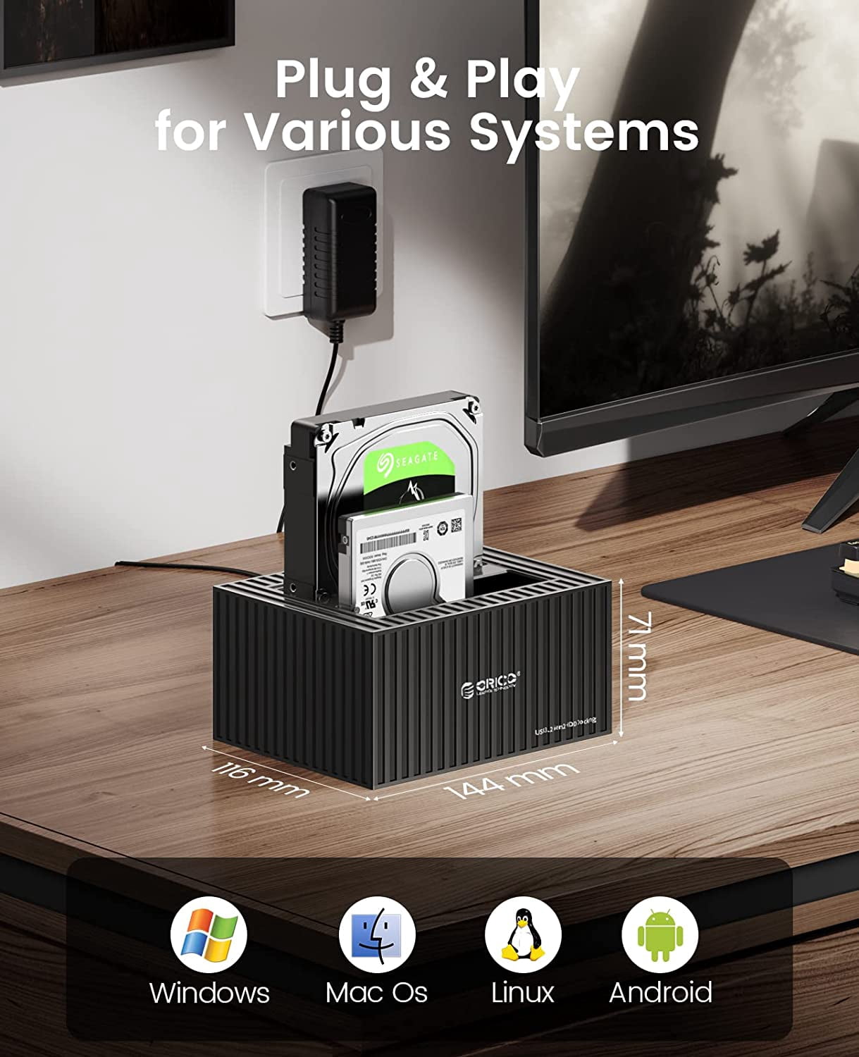 ORICO 2 Bay 2.5/3.5 Inch SATA External Hard Drive Docking Station ,with Duplicator/Offline Clone,Up to 10Gbps