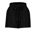 thumbnail image 5 of Linen Shorts for Women Summer Casual Elastic Waist Wide Leg Loose Fit Lightweight Beach Shorts with Pockets, 5 of 6