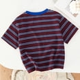thumbnail image 4 of SAWOBUUN Boys Girls Summer Striped T-Shirt Kids Cotton Blend Short Sleeve Tee Crew Neck Casual Breathable Top School Uniform, 4 of 9