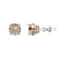 thumbnail image 2 of 2 Ct Round Cut Studs Yellow Moissanite 14K White Solid Solid Gold Everyday Dainty Earrings Push Back, 2 of 7