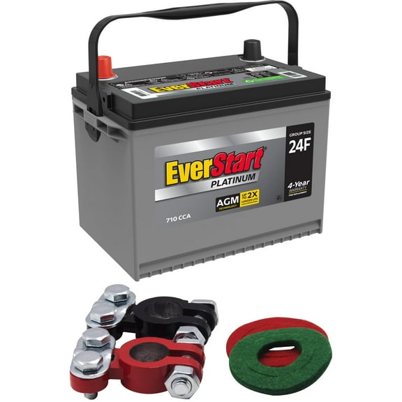 EverStart Platinum AGM Automotive Battery, Group Size 24F 12 Volt, 710 CCA with Top Post Epoxy Coated Battery Terminals