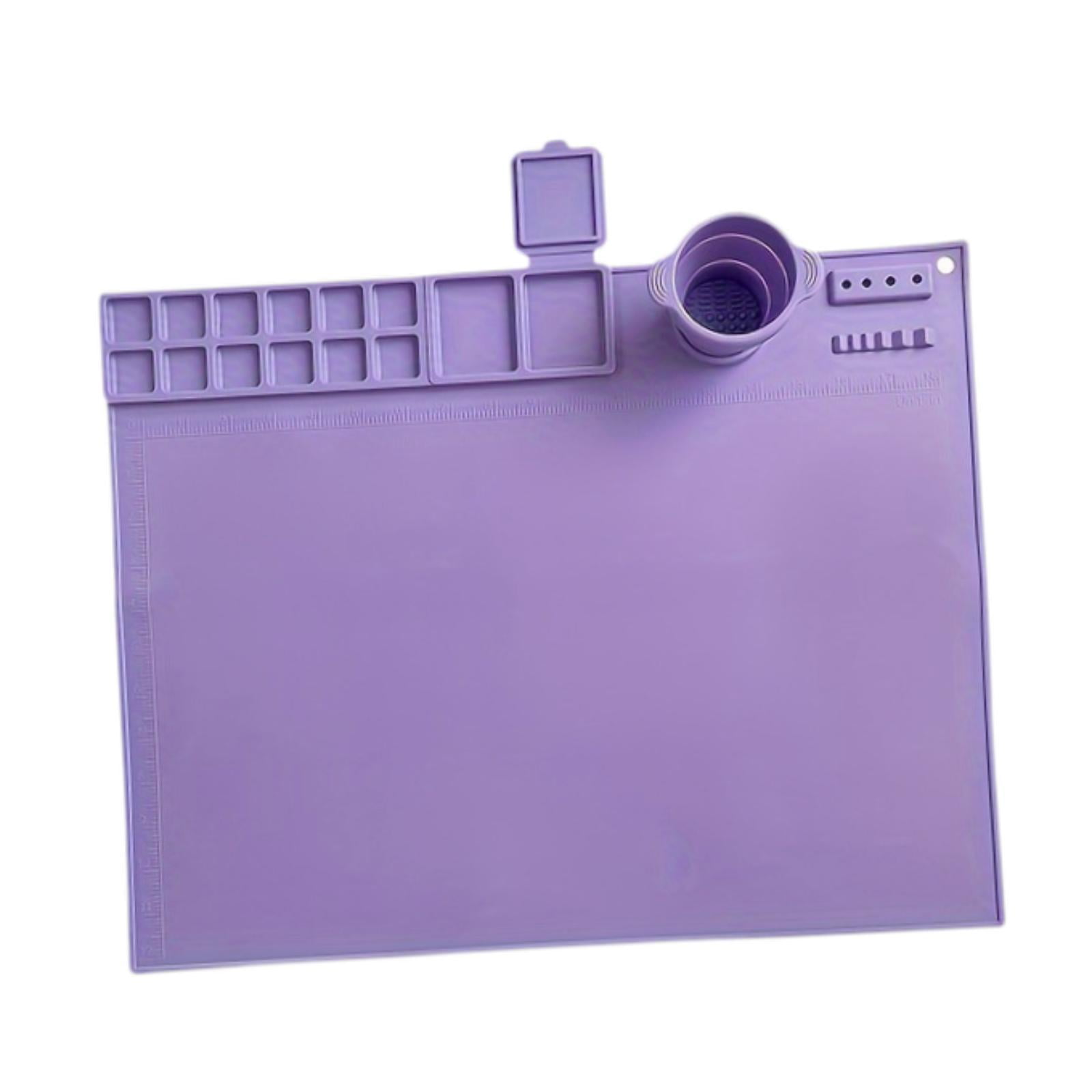 QccHieUs Silicone Painting Mat Artist Mat Multipurpose Easy to Clean Washable Drawing Mat Violet