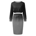 thumbnail image 3 of Women's 2 Piece Outfits 2023 Fall Long Sleeve Crop Sweatshirt Tops Slit Midi Pencil Skirt Dress Sets Drawstring Sweatsuit, 3 of 6