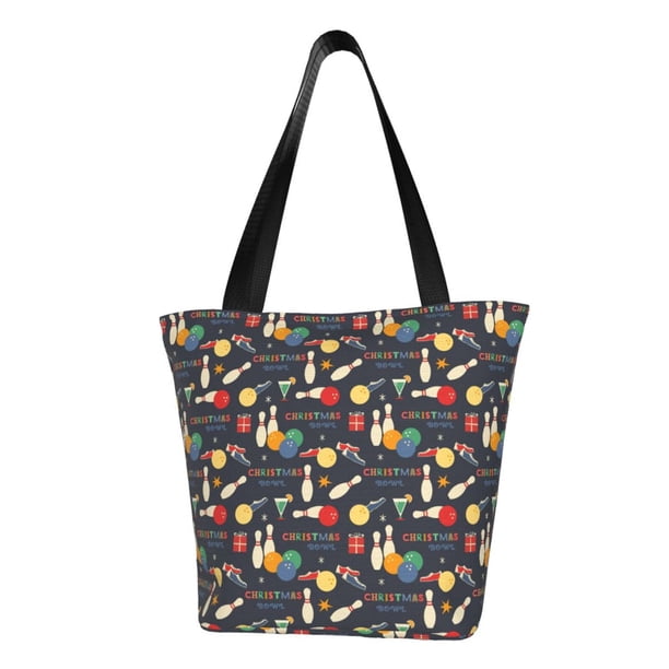 Fotbe Christmas Holiday Bowling Bolsa de Playa con Estampado, Bolsa de Hombro, Bolsa de Mano Espaciosa, Bolsa de Viaje Ligera, Bolsa de Compras Versátil