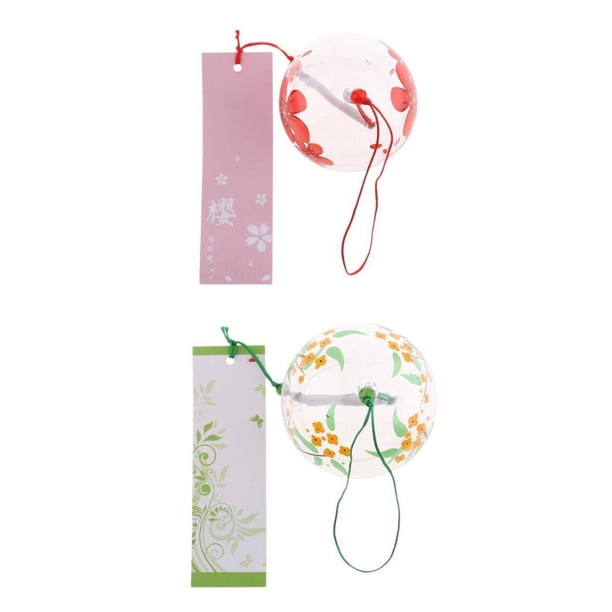 2 Uds Campanas Japonesas Campanas de Cristal Colgantes para Cumpleaños Y Decoración Del Hogar rojo Macarena Campanas de viento japonesas