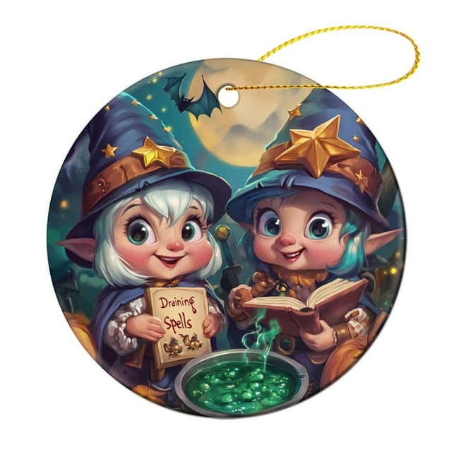 Ornament Fall Happy Halloween Keepsake Ceramic Ornament Halloween Gnomes Humor Spooky Christmas Xmas Tree Ornament Decoration Hanging Pendant Decor Xmas Gift Holiday Present Idea