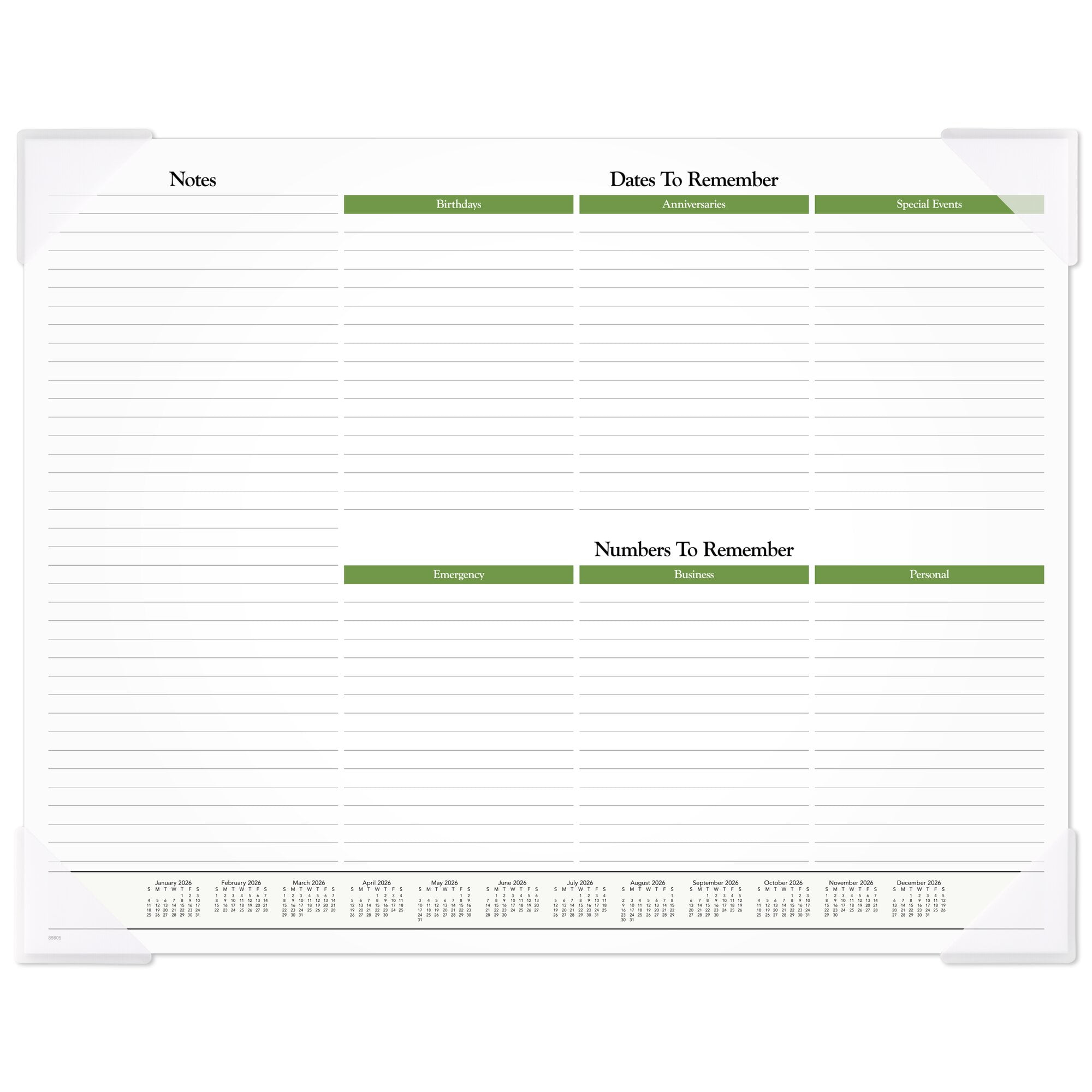 AT-A-GLANCE 2026 Panoramic Floral Monthly Desk Pad Standard 21 34 x 17 - Desk