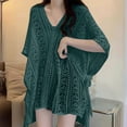 thumbnail image 2 of Bovxnpu Summer Short Sleeve T Shirts Pullover Top Undershirt Cover Up V Neck Knit Mesh Cover Up Sunscreen Light Summer Tops (Women's or Women's Plus), 2 of 4