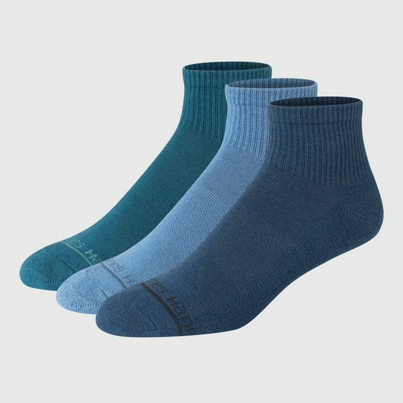 Hanes Originals Premium Men's SuperSoft Ankle Socks 3pk - Navy/Teal 6-12